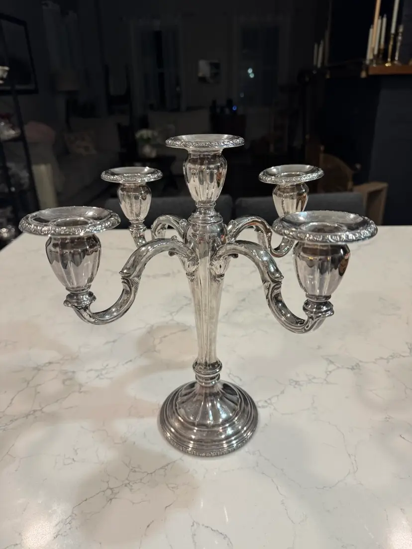 Silver Plate 5 Arm Candelabra