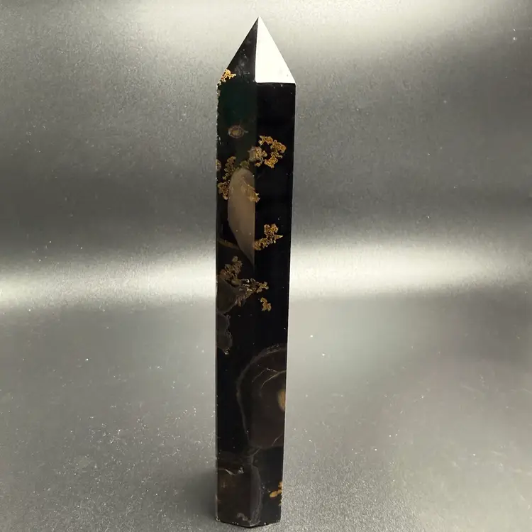 Natural Blue Tiger Eye Hematite Tower Point Stone Obelisk Crystal 7" 328g
