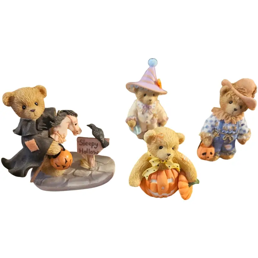 4 Piece Lot Cherished Teddies Halloween Figurines with Boxes