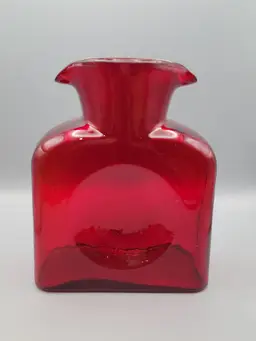 Blenko #384 Ruby Red Art Glass Refrigerator Double Spout Water Bottle