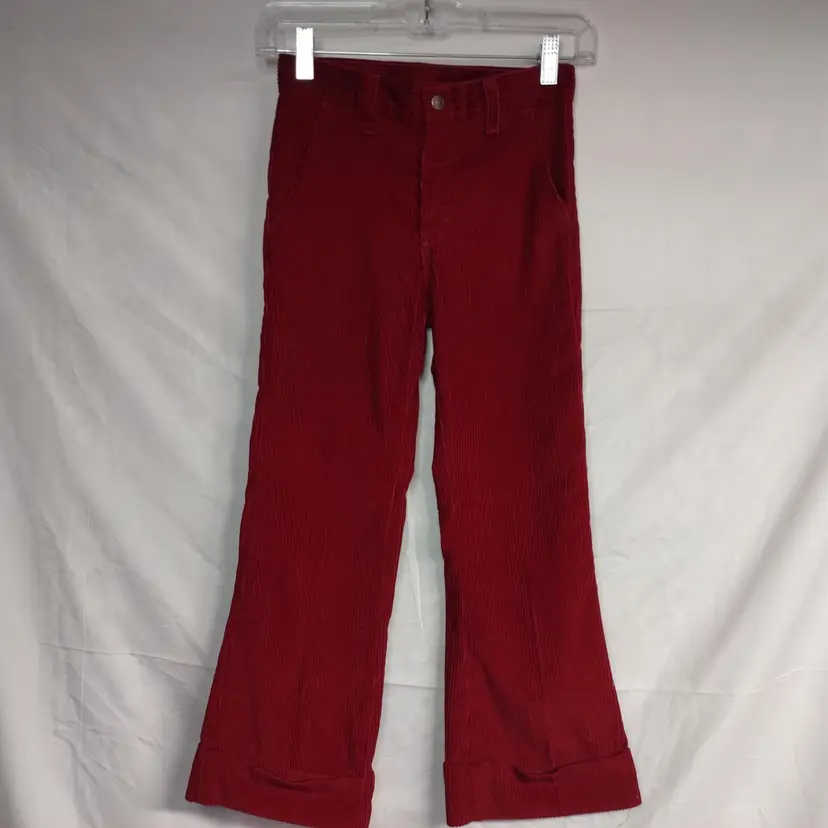 Vintage J.C. Penney Red Corduroy Flare No-Iron Size 10 Girls 60s 70s Pants