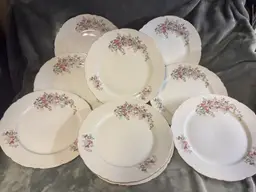 Vintage Set/10 Gebruder Benedikt Wild Flower Porcelain Dinner Plates Czech EUC