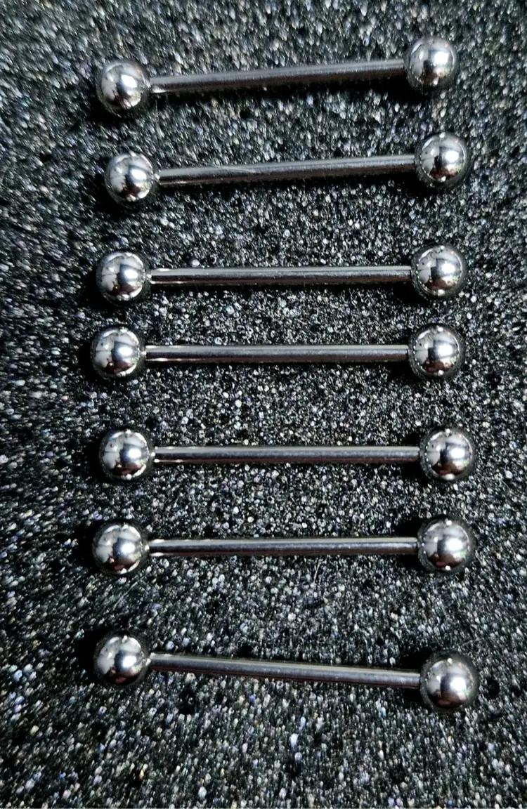 7 Surgical Steel Barbell 14GA Length 7/8" Tongue Or Nipple Ring Body Jewelry