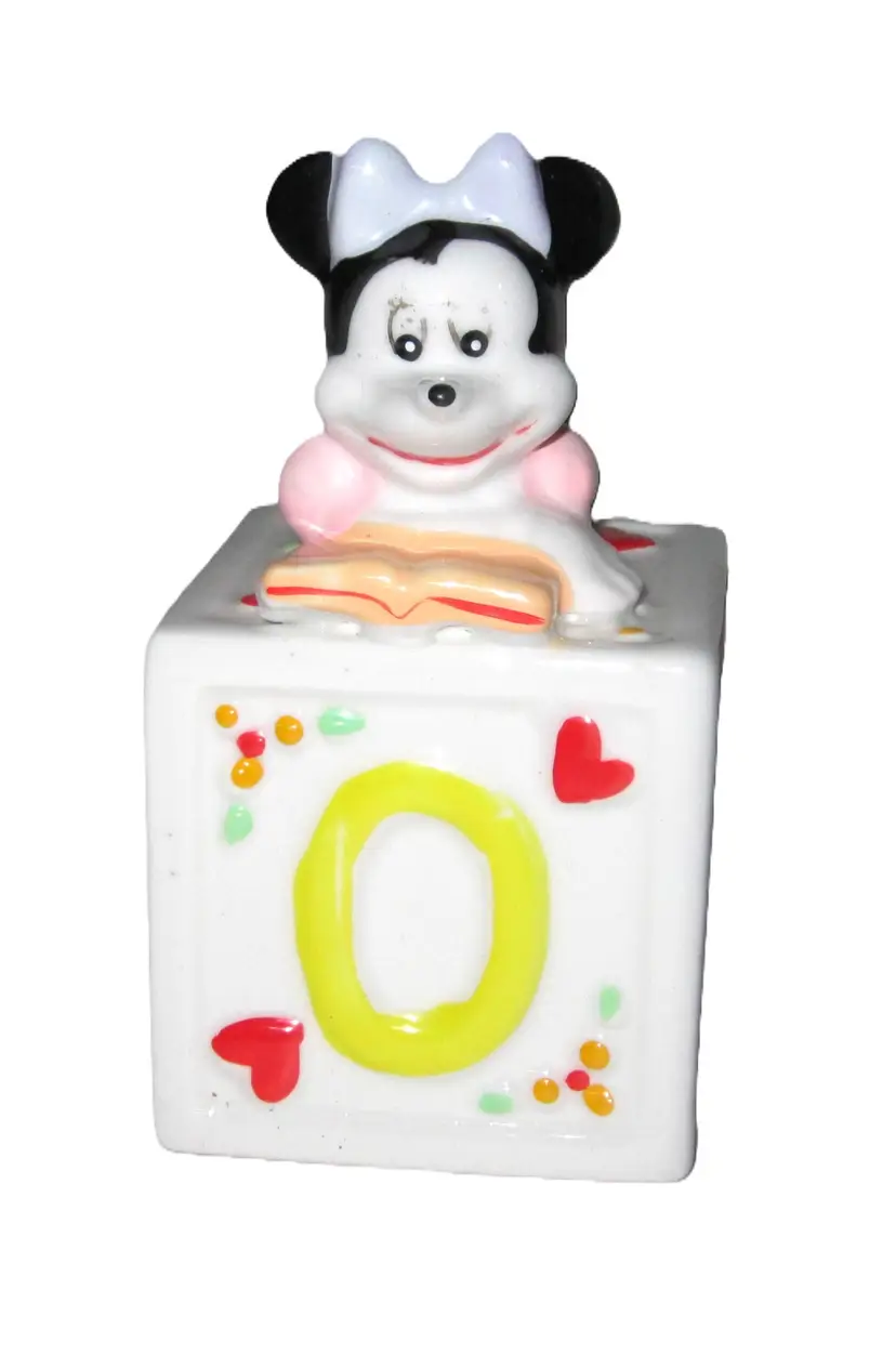 Vintage DISNEY Minnie Mouse on Block Ceramic Bank