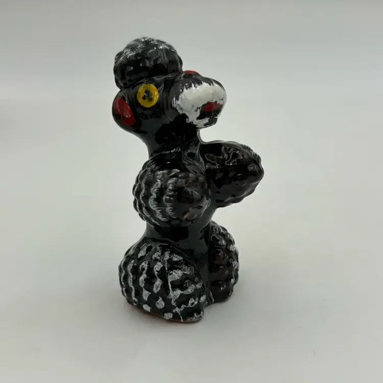 13. Vintage Ceramic Black Poodle Baking Figurine Made In Japan Very Cute Poodle Baking With Wide Eyes Excellent Condition