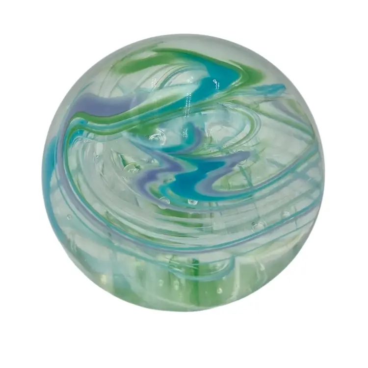 Vintage Robert L. Hamon Glass Paperweight, Pastel Swirls, Purple/Green/Blue/White