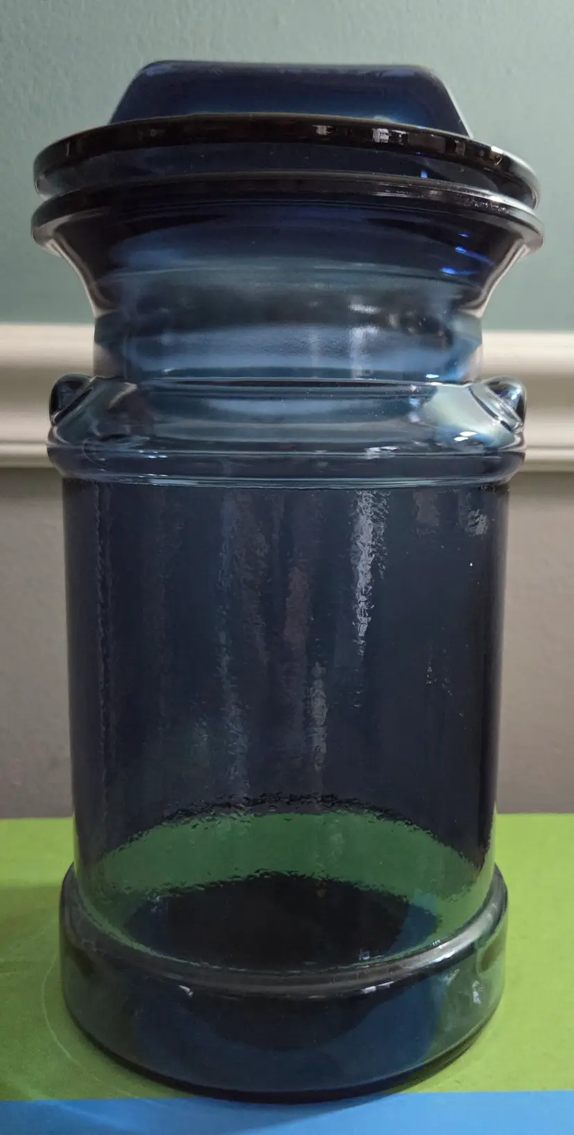 Vintage LE Smith Glass Milk Can Cobalt Blue Cookie Jar