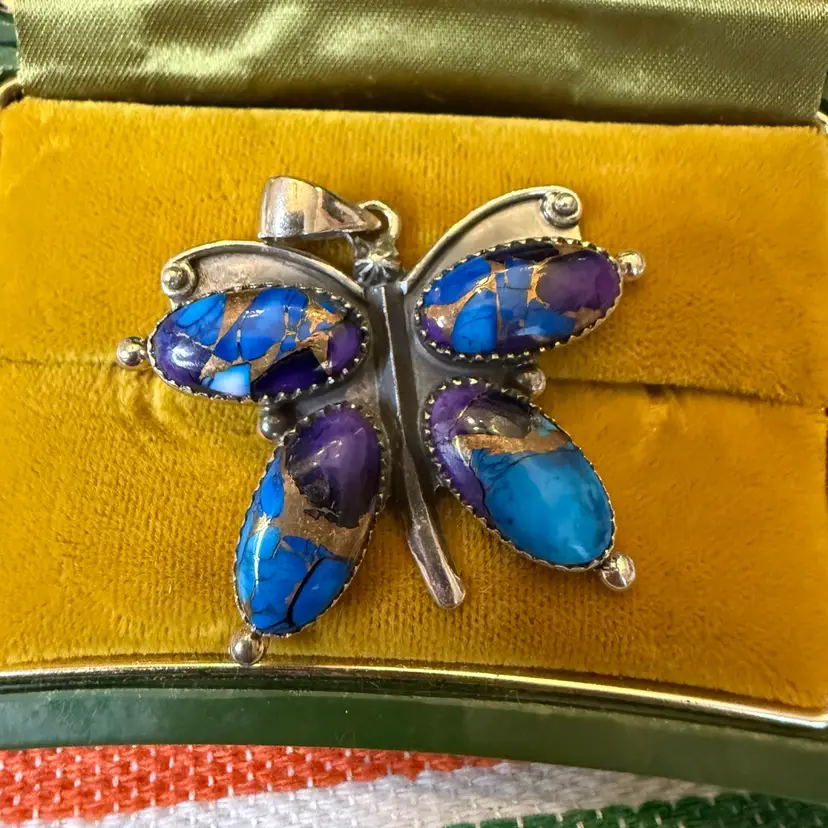 Sterling Blue Purple Dahlia Pendant