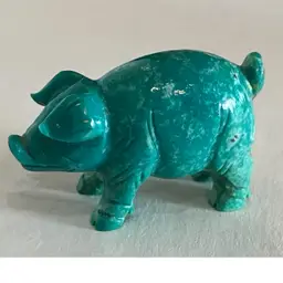 Vintage Hand Carved Green Stone Pig