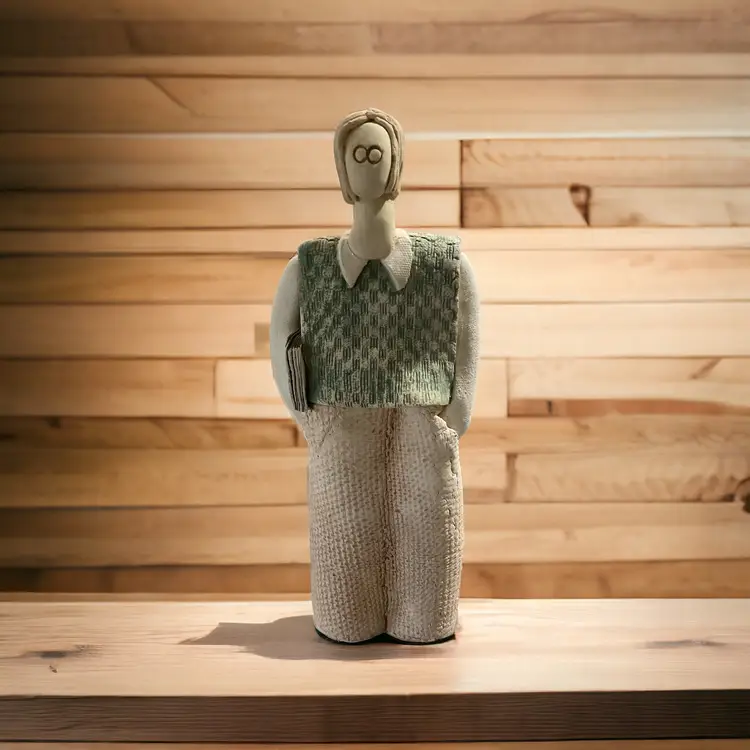 Clay Figurine of Student/Teacher 9 1/4 in. tall