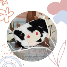 Cow Print Top Zipper Pouch