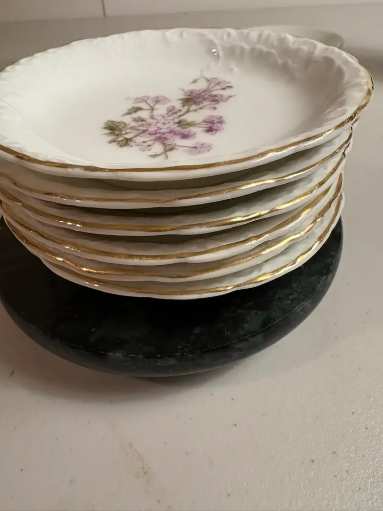 Six Vintage German Floral Butter Pats