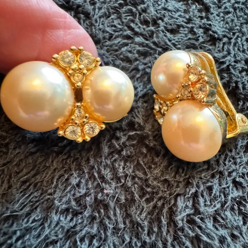 Big Faux Pearl Clip  Ons
