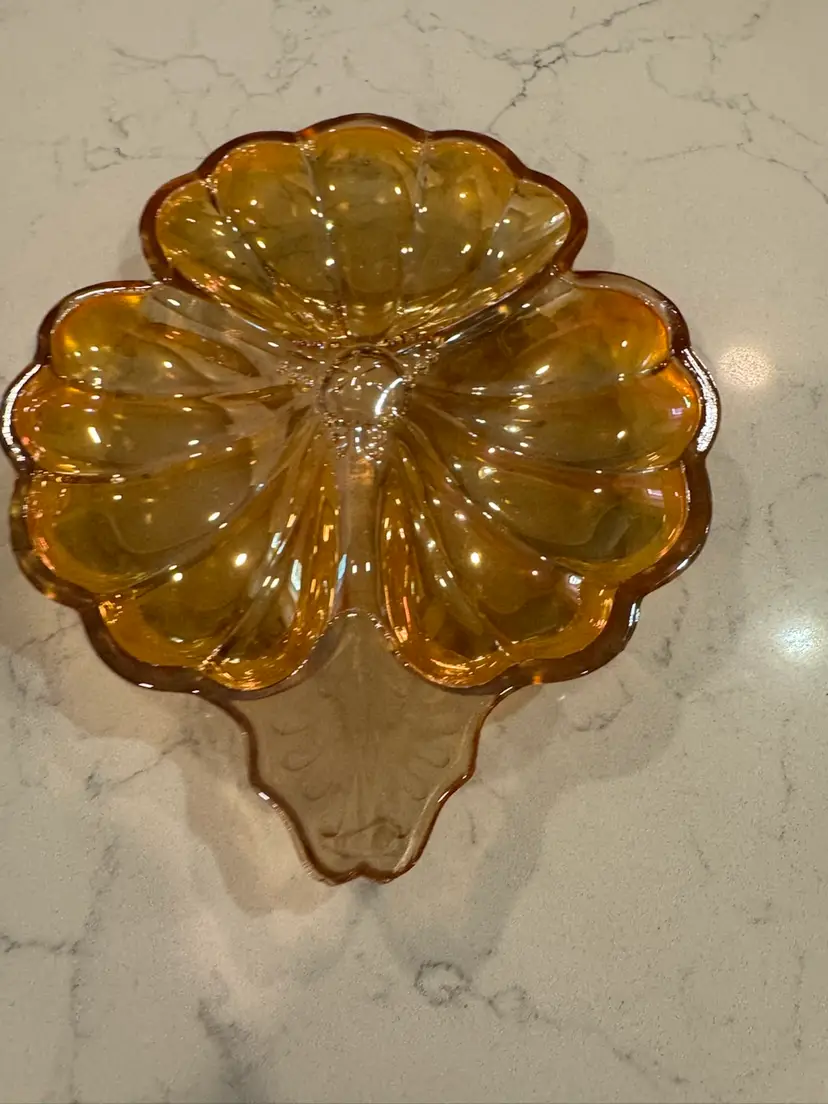 Marigold Carnival Glass 3 Section Dish