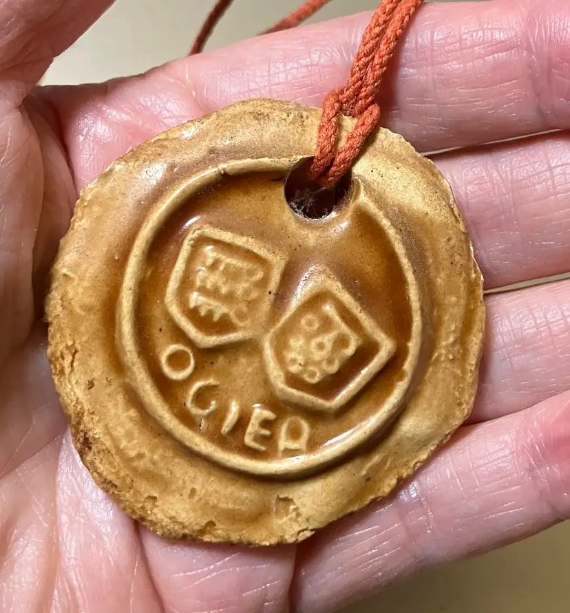 Ogier French Winery Souvenir Piece Ornament France Clay Ceramic Stamp Pottery