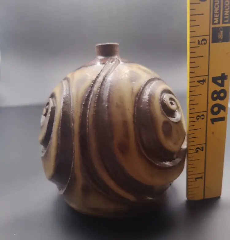 Amazing studio pottery carved vase vtg signed