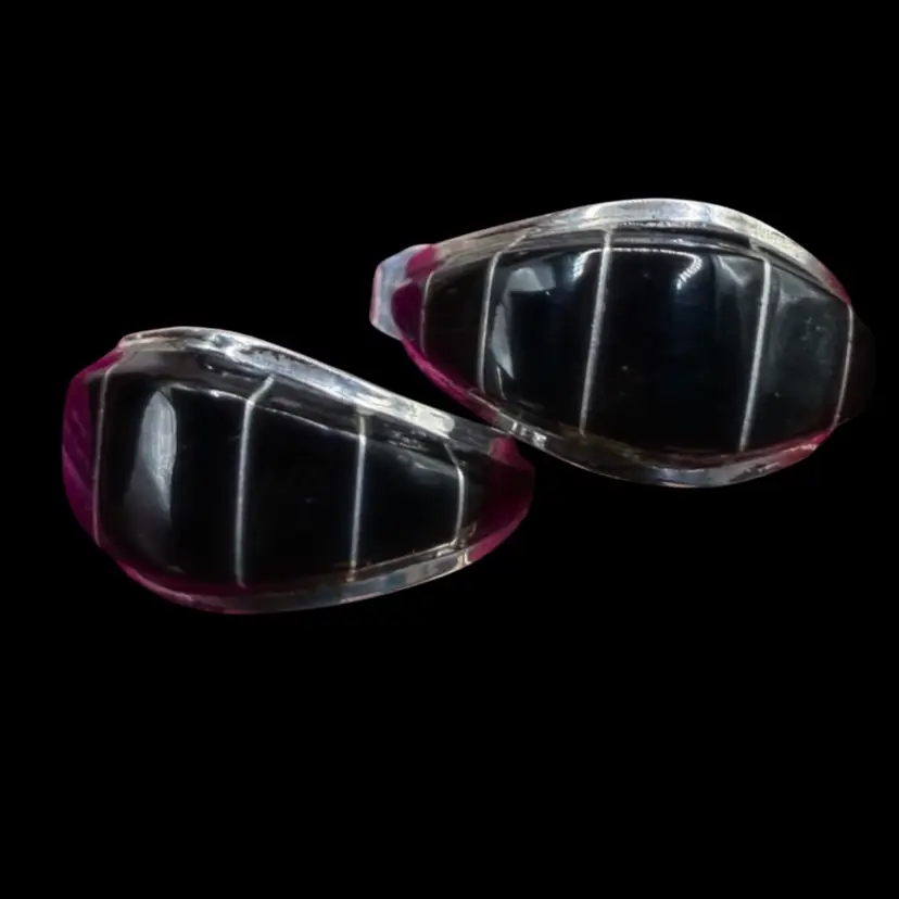 vintage sterling silver black onyx inlay Earrings