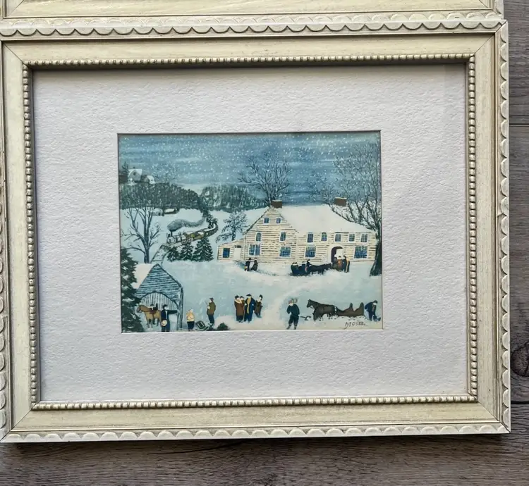 Grama Moses Winter Snow Scenes Framed Picture Set of 3 8x10