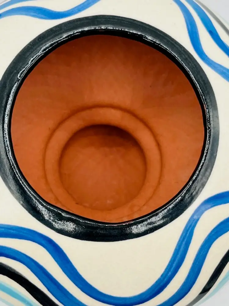 Hand Painted Whimsical Terracotta Vase