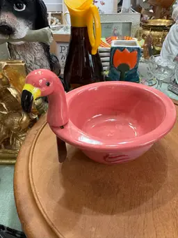 Pink Flamingo Dip Dish with Spreader