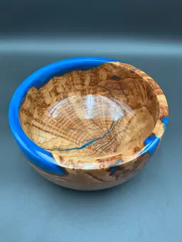 Maple Burl with Blue Epoxy Bowl - #2544