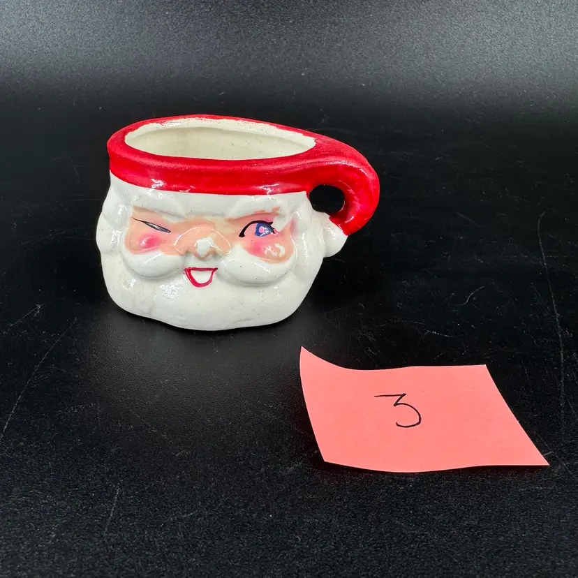 Little Ceramic Winking Santa Mug 1.5” #3