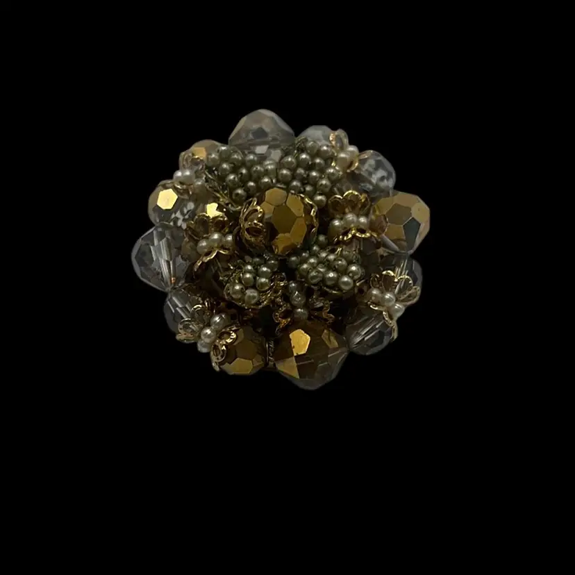 Vintage Gold Toned Cluster Brooch, 2”