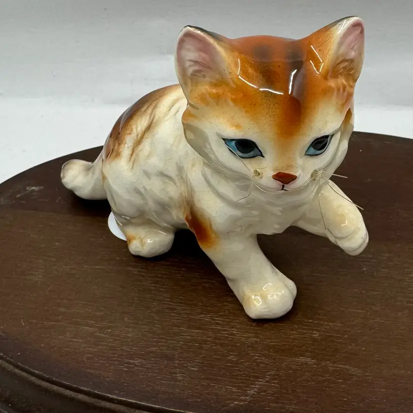 Orange Tabby Porcelain Cat Figurine