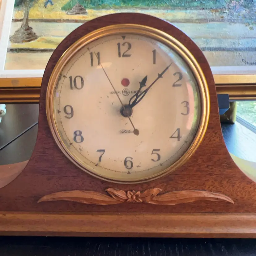 Vintage G.E. Model 3H06 Mantel Clock Second Hand & Hour & Minute Hands Work 17” x 3”