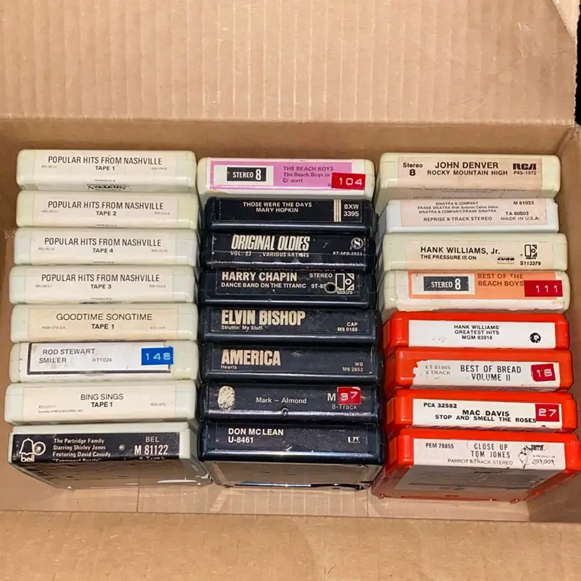 Lot Of 24 Eight Track Tape Cartridges, See Pictures And Description