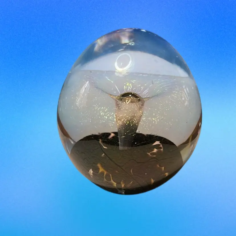 06. Eickholt Studios Crystal Paperweight Iridescent Dichroic Fountain 3”