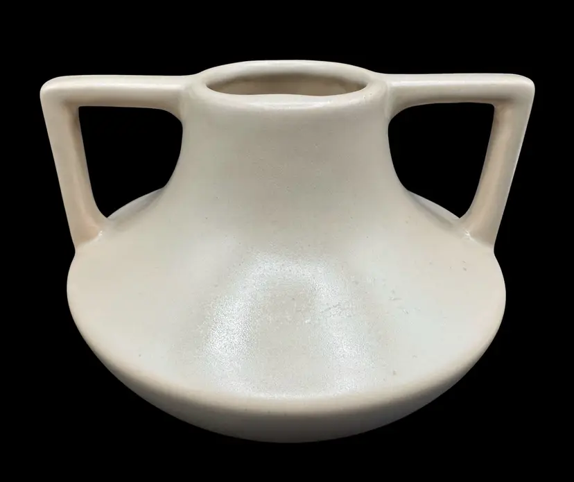 Vintage Haeger Eve Double Handle Vase Beige Greige Off White Stangl Design 4.25”