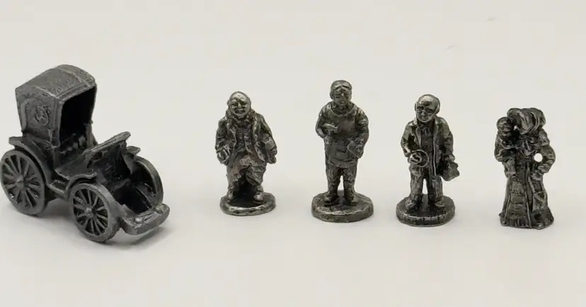 Vintage 1994 Pewter Miniature Set with Carriage and Victorian Figurines, By I.R.S.  Co., Made in China