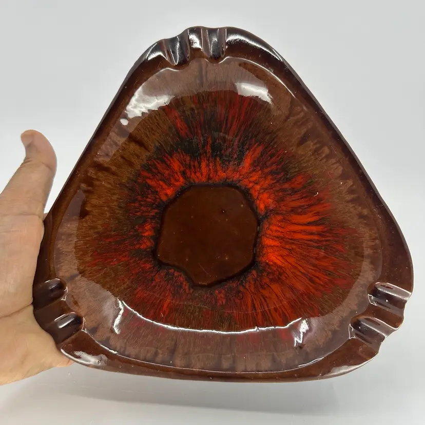 Vintage 1970s McMaster Canada Red Pottery Glazed Ashtray