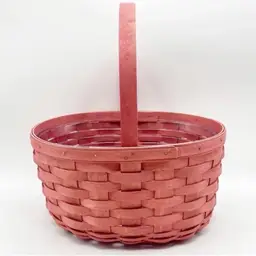 Longaberger Oval Spring Handmade Pink w/ Handle & Protector Insert *READ