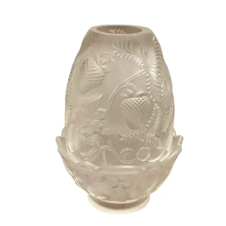 Fenton 2-piece 2010 Clear Glass Inverted Strawberry Design Fairy Light 5” X 3 1/2”