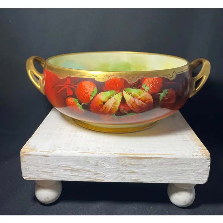 Antique H.C. Royal Bavaria Jul H. Brauer Painted Strawberry Bowl- Signed