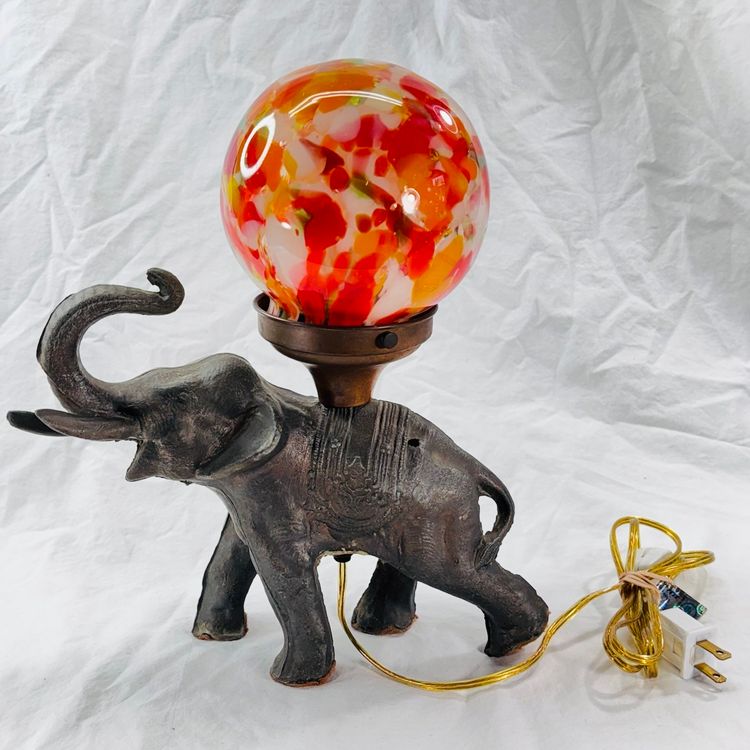 Vintage Marriage Home Made Elephant Lamp As Is