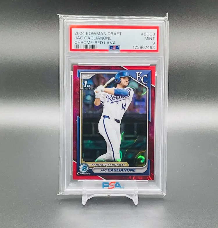 JAC CAGLIANONE 2024 Bowman Draft Chrome Red Lava Refractor /5 PSA 9 - Kansas City Royals