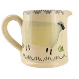 Handmade Studio Pottery Eder Primitive Folk Art Sheep Handpainted Ceramic Creamer