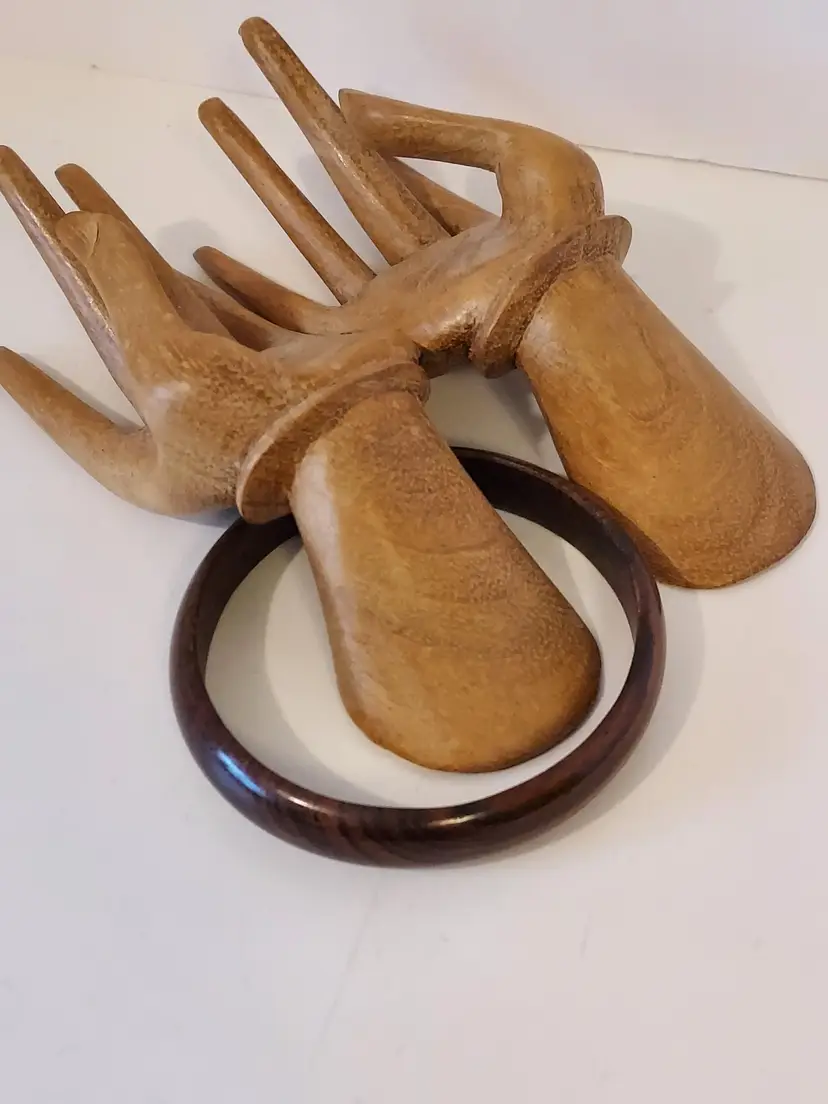 Carved Wood Bangle Bracelet