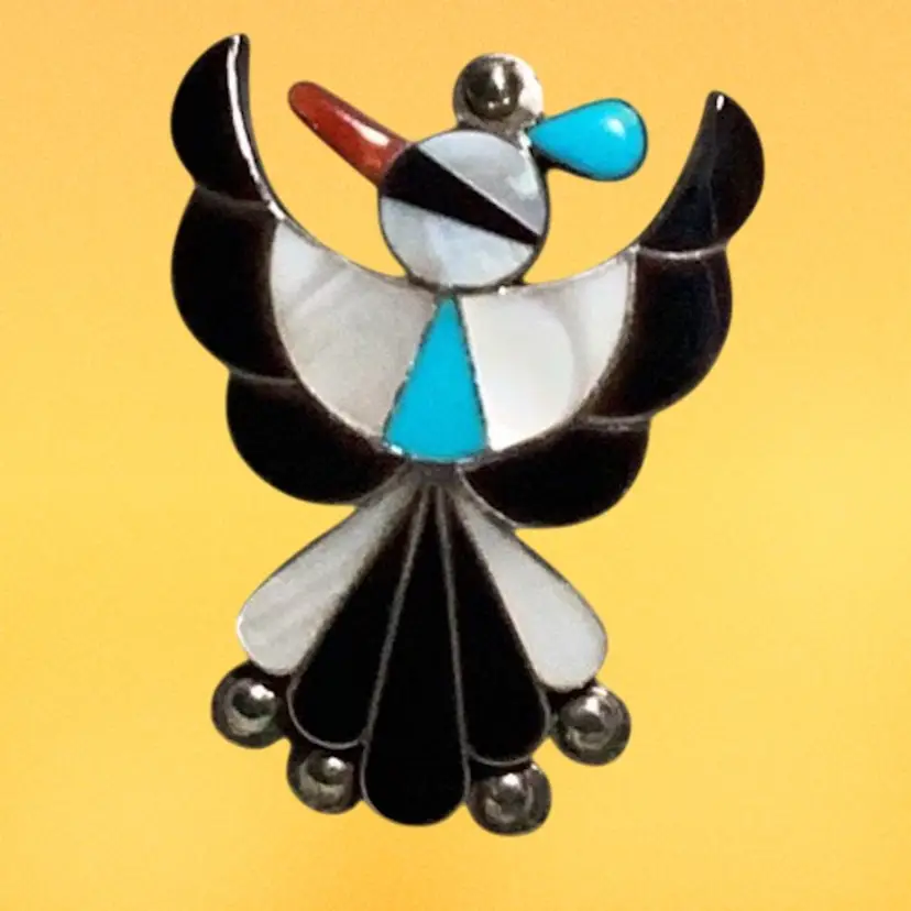 Zuni Sterling Silver Thunderbird Pendant Or Brooch