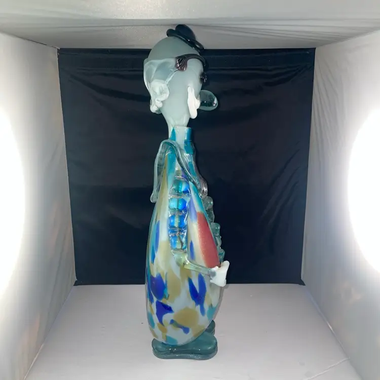 Vintage 16” Art Glass Clown Head Vase Bottle Decanter - Murano?