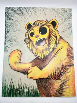 Wizard Of Oz Cowardly Lion Art Print Signed By Kevin Eslinger