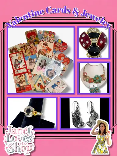 Vintage/Antique Valentine Cards & Vintage Estate Jewelry 🌹Bugs, Sterling, Rhinestones & More! 