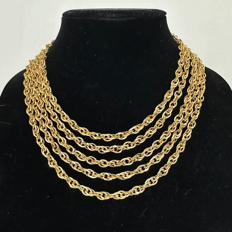 Crown Trifari 5-strand Textured Adjustable Length Necklace
