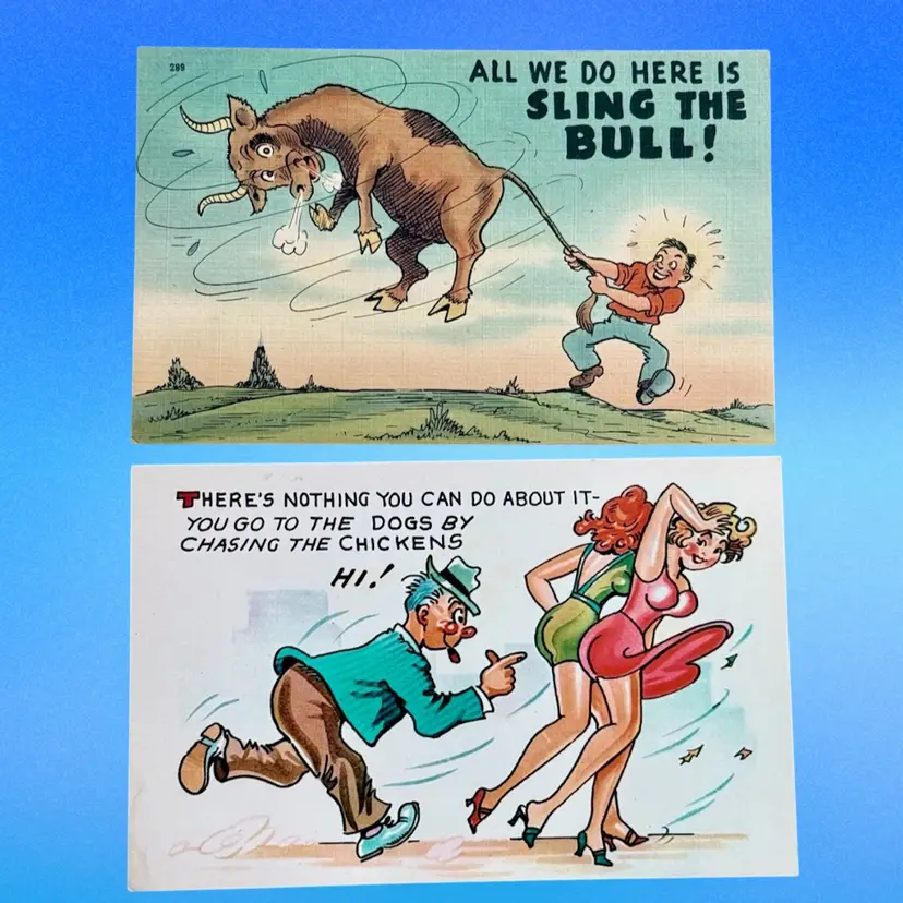Lot/2 Vintage Humor Comic Postcards
