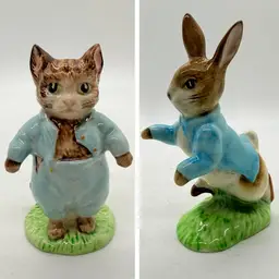 Beatrix Potter's Peter Rabbit & Tom Kitten Figurines England 1948 F. Warne & Co.