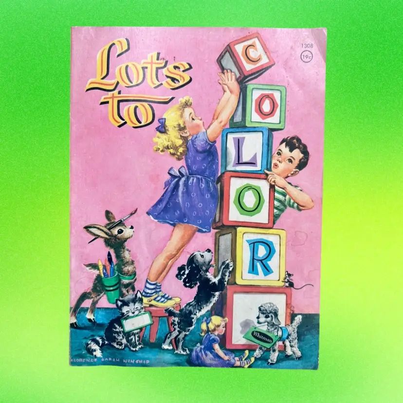 1955 Vintage Whitman LOTS TO COLOR Coloring Book | Some Colored Pg’s READ