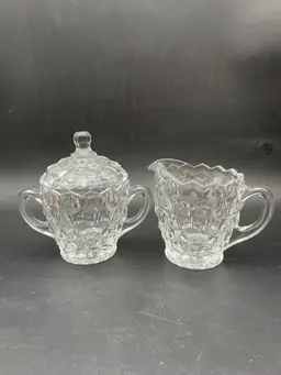 Vintage Indiana Glass Whitehall Clear Glass Sugar & Creamer Set